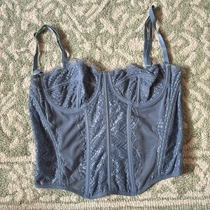 dusty blue corset top